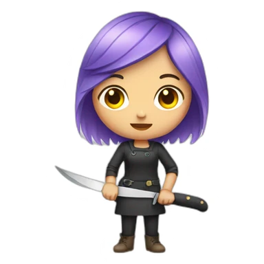 Girl with colored hair and holding a knife  sticker