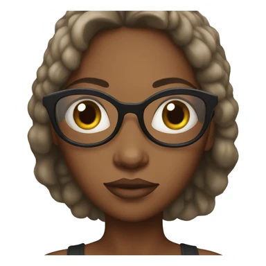 A black women with Big eyes and classes sticker