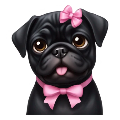 Black pug with pink bow sticker