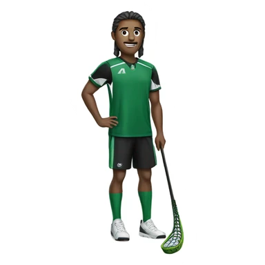 Green black lacrosse coach with stick  sticker