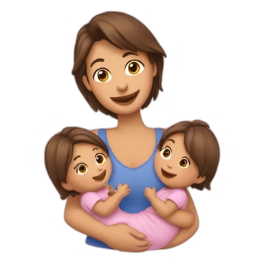 Une fille avec deux bébés dans les bras sticker