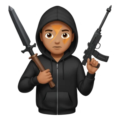 Hombre con capucha negra y arma sticker