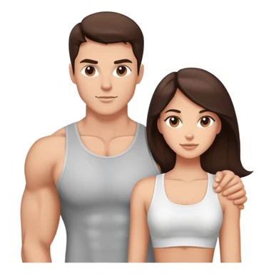 Fitness brunettes couple strong sticker