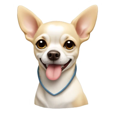 cream chihuahua wearing vet cone sticker