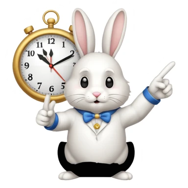 rabbit pointint time on clock  sticker