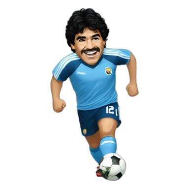 maradona sonriendo y levantando el pulgar con una camiseta que diga kicks to win sticker