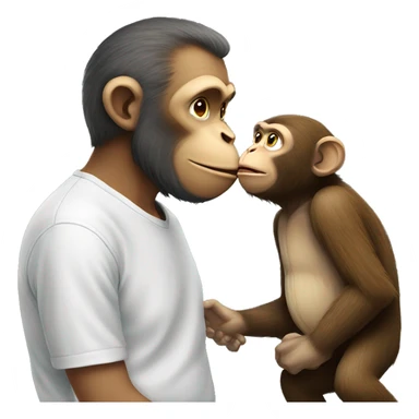 monkey getting  kiss by daddy  sticker