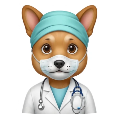 doctor dog wearing medical mask sticker