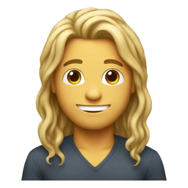 Smiley emoji with long hair male sticker