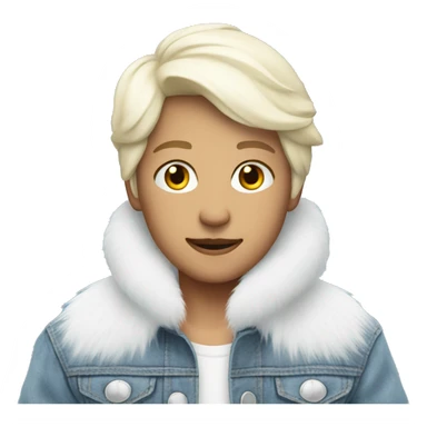 Light Denim Jackets with white fur sticker