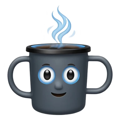 black hot coffee mug to go with black lid and a blue circle sticker sticker