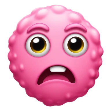 Flustered big eye pink blob with blush and a very angry expression sticker