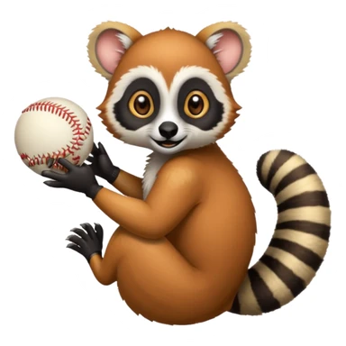 Lemur catching a baseball sticker
