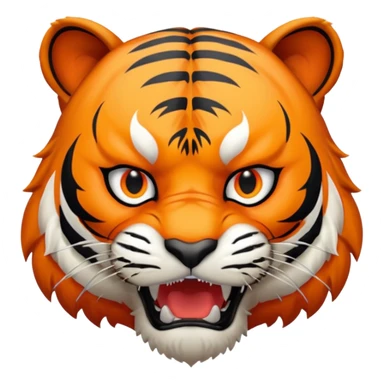 angry tiger with fangs, front face  sticker