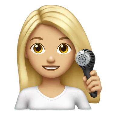 girl with blonde hair blow drying it  sticker