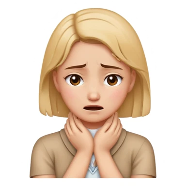 Girl with hands crossed holding neck crying  sticker