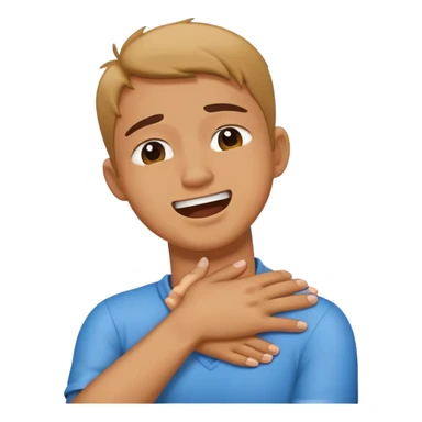 Arms crossed holding neck choking laughing and crying  sticker