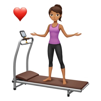 Skinny & beautiful girl with dark brown hair standing on a Pilates map sticker