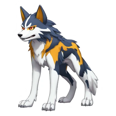  Cool Edgy Colorful Digimon-Fakemon-Wolf with edgy markings full body sticker