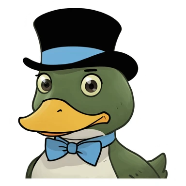 Duck with a mustache and top hat  sticker