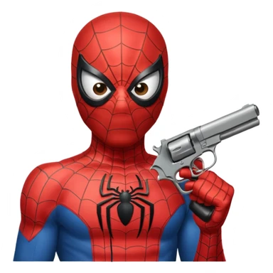 spiderman putting a pistol barrel in his mouth sticker