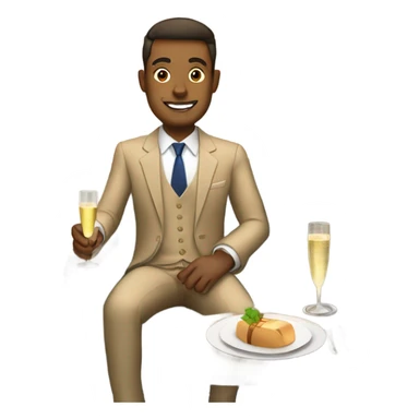 Tan Male Passenger in first class with champagne sticker