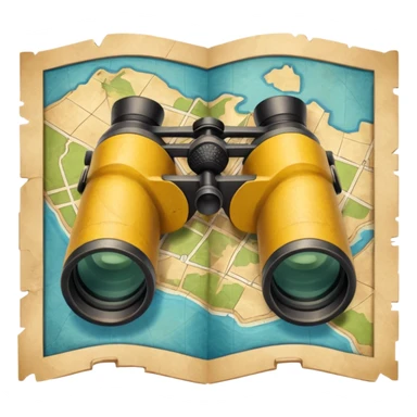map with binoculars sticker