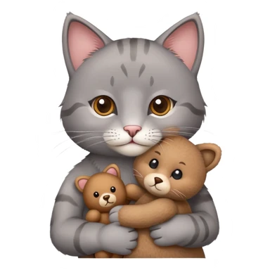 gray Cat holding a teddy bear  sticker