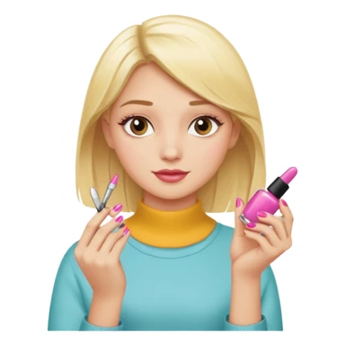 Blondie girl making nails sticker