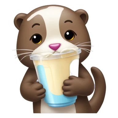 Girl otter with milk shake  sticker