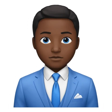 businessman, black skin, black eyes, white suit, blue tie sticker