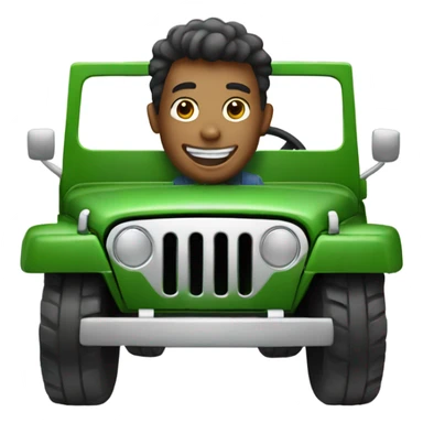 Happy guy driving green jeep sticker