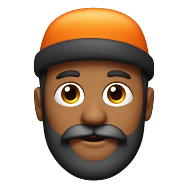 je veux un émoji avec une peau noir avec une barbe et un bonnet de couleur orange et des yeux marron et pas de moustache sticker