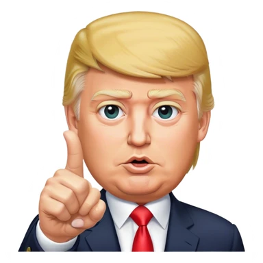 Donald Trump is pointing his finger up, super realistic sticker