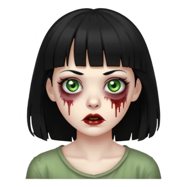 Zombie woman with bangs and black hair sticker