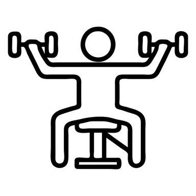 simplified icon of dumbbell fly, arms extended, gym equipment visible sticker