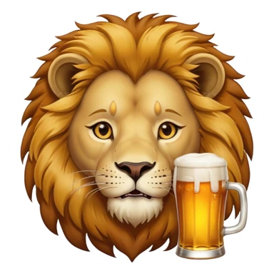Lion drinking a beer sticker