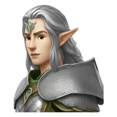 gondolindrim elven warrior silmarillion with silver chainmail shield and slim spear sticker
