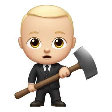 Boss baby with a big head and a tall and a hamer  sticker