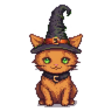 purple witch cat pixel art sticker