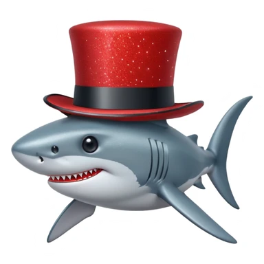 red glitter top hat shark sticker