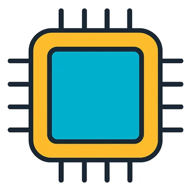 microchip icon, color outline, tech-inspired sticker