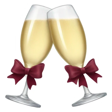 Two glasses of champagne cheering with burgundy bows sticker
