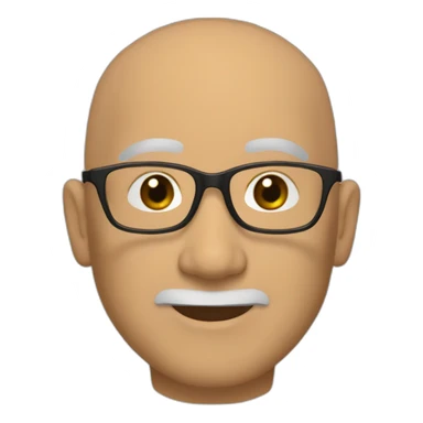 A fifty-year-old Man with a slight Asian appearance, a bald head, Ray-Ban glasses, and brown eyes with a friendly gaze. sticker