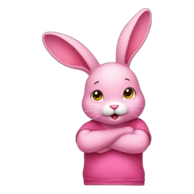Pink rabbit in yellow teeshirt shrugging shoulders sticker