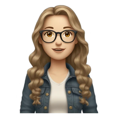 pale white girl with wavy brown hair wearing glasses and ugg boots and jeans sticker