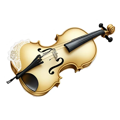 Rococo white and gold violin with a lace bow around the violin neck sticker