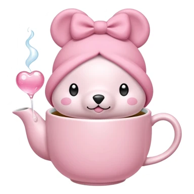 Orsacchiotto con fiocco coquette rosa con un bubbone tea in mano sticker