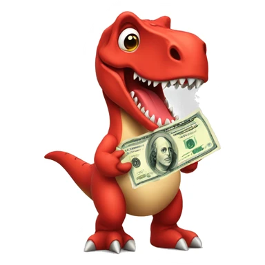 cute red t-rex with money sticker