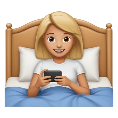
emoticon of lying in bed and looking at phone sticker